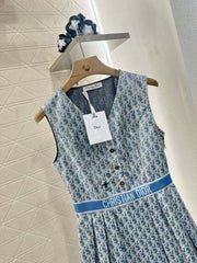Pleated jacquard vest skirt