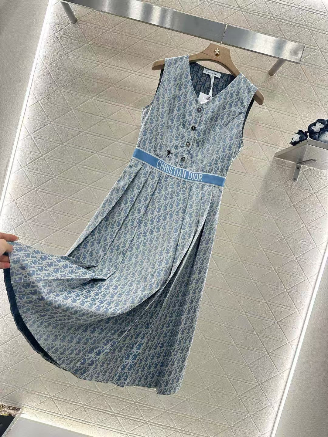 Pleated jacquard vest skirt