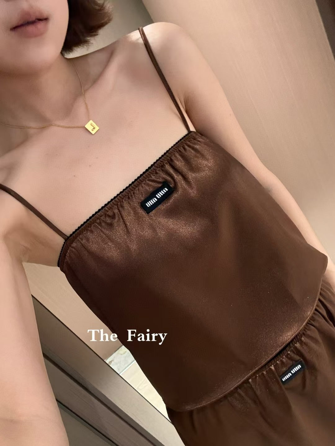 Strap vest half skirt set