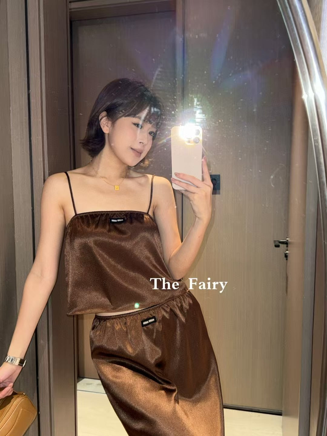 Strap vest half skirt set