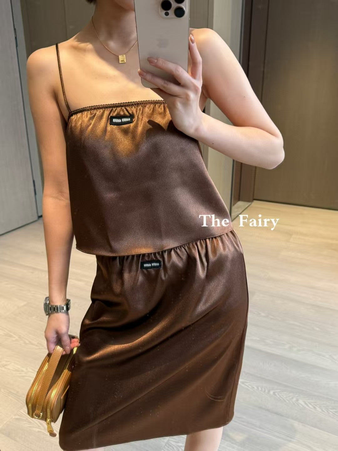 Strap vest half skirt set