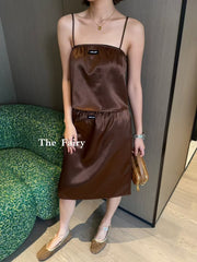 Strap vest half skirt set
