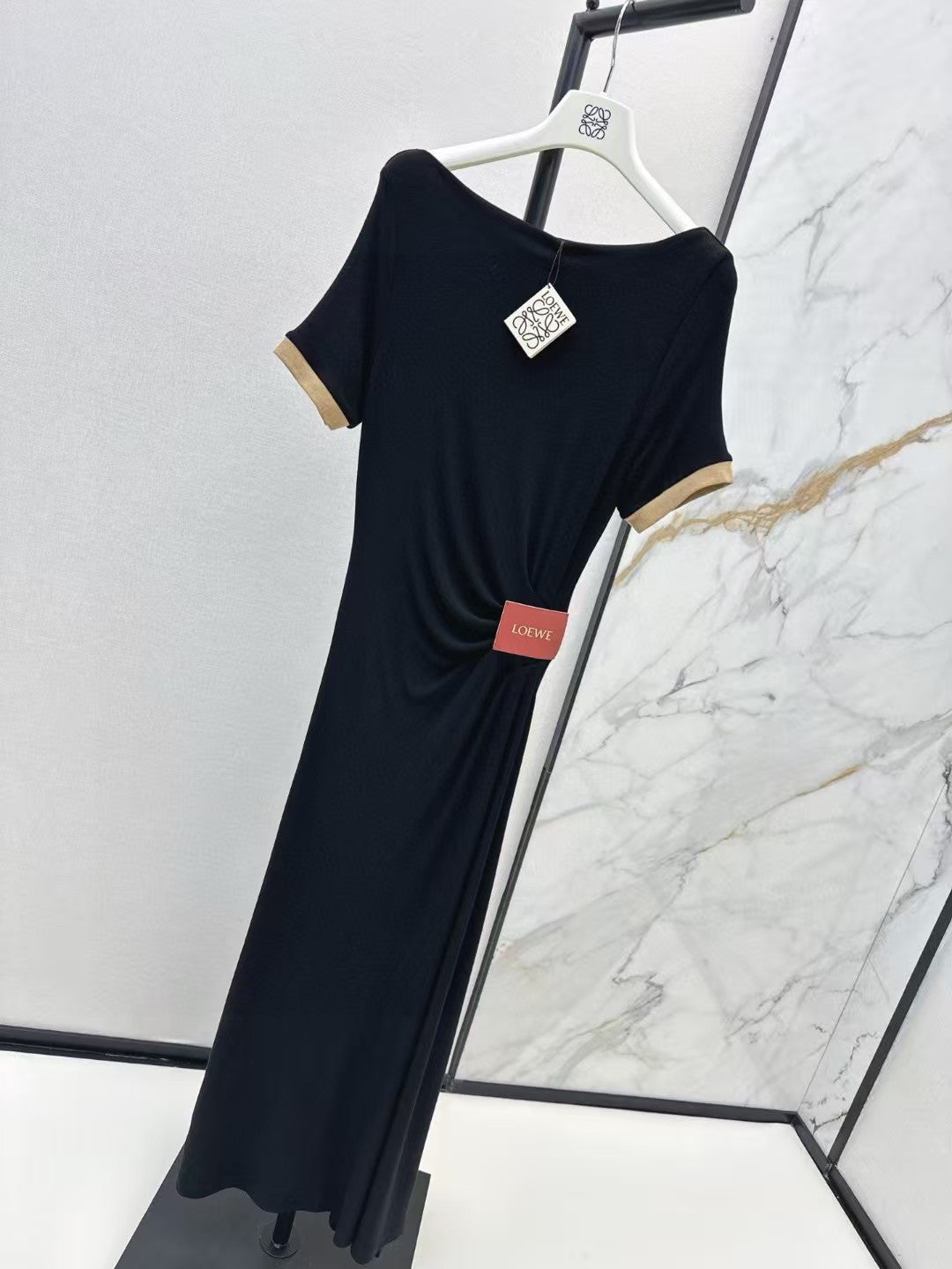 Pleated short sleeved dress
