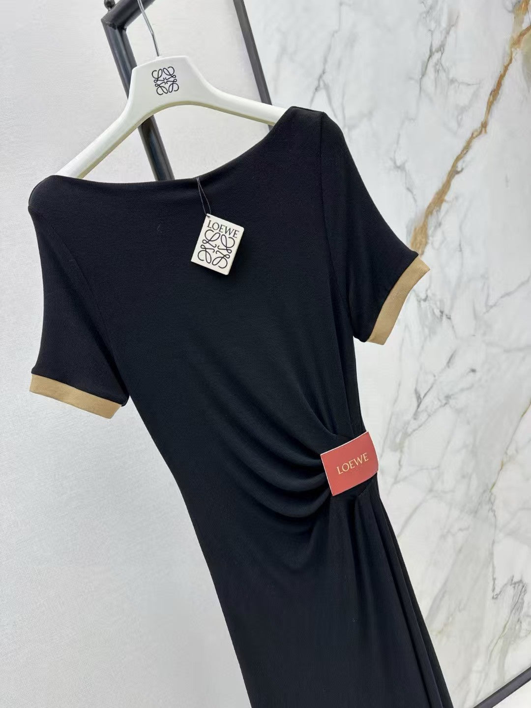 Pleated short sleeved dress
