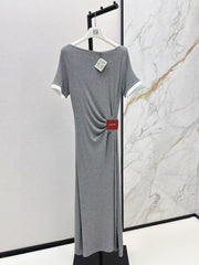 Pleated short sleeved dress