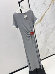 Pleated short sleeved dress