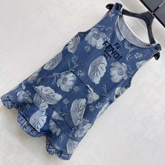 Laser printed denim vest skirt