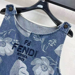 Laser printed denim vest skirt