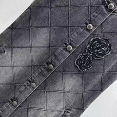 Diamond patterned denim vest skirt
