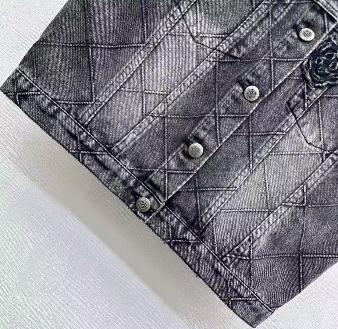 Diamond patterned denim vest