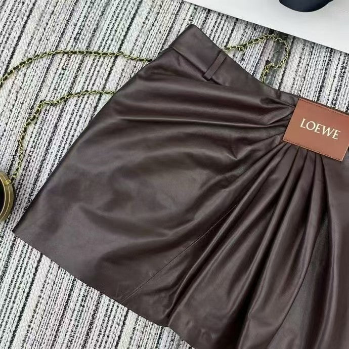 Leather short skirt