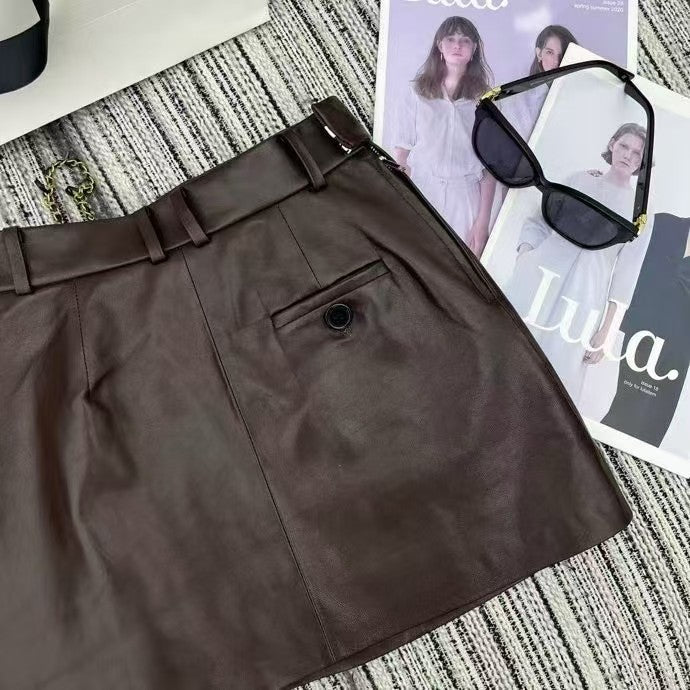 Leather short skirt
