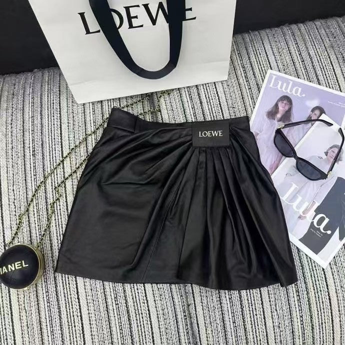 Leather short skirt
