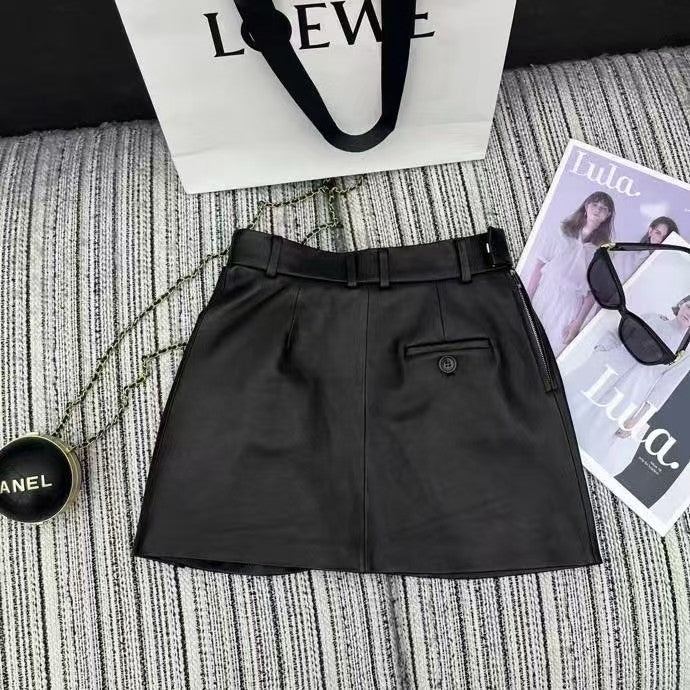 Leather short skirt