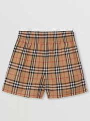 Ladies' black border plaid casual cotton shorts