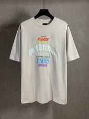 Embroidered letter round neck short sleeved T-shirt