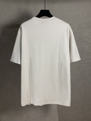 Embroidered letter round neck short sleeved T-shirt