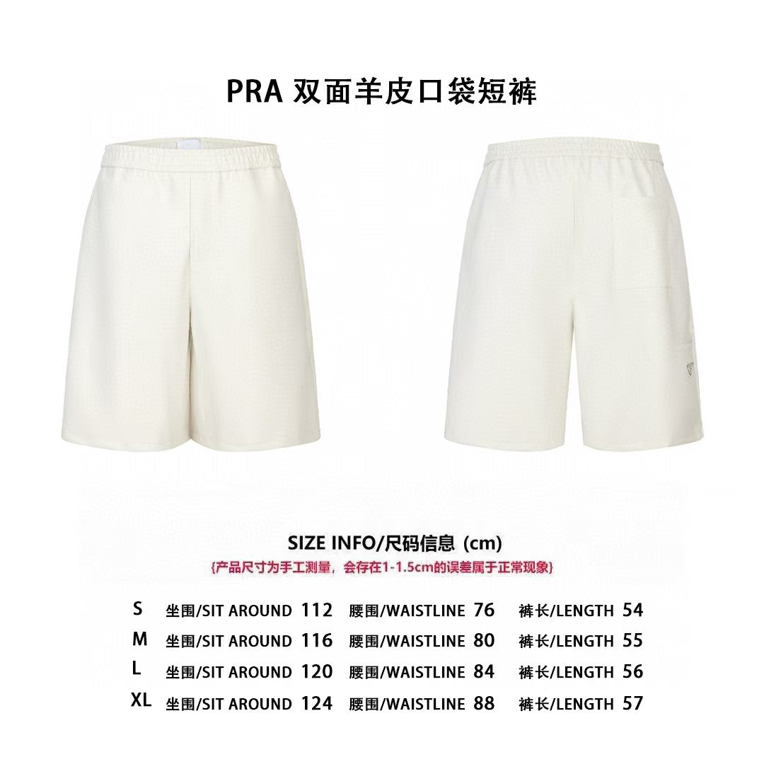 Double sided sheepskin pocket shorts