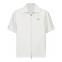 Double sided sheepskin zipper short sleeved shirt