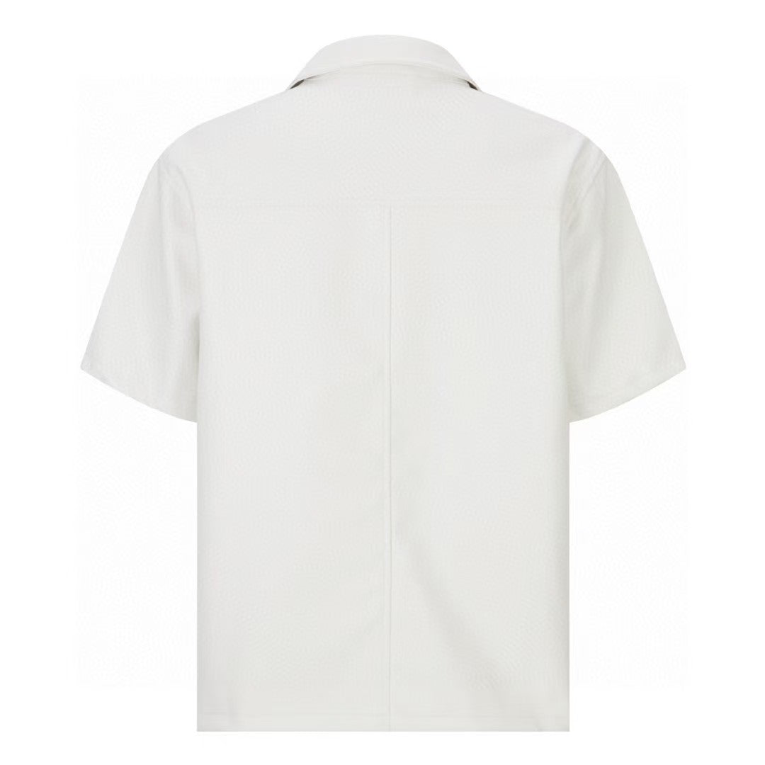 Double sided sheepskin zipper short sleeved shirt