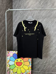 Sun God print round neck short sleeved shirt