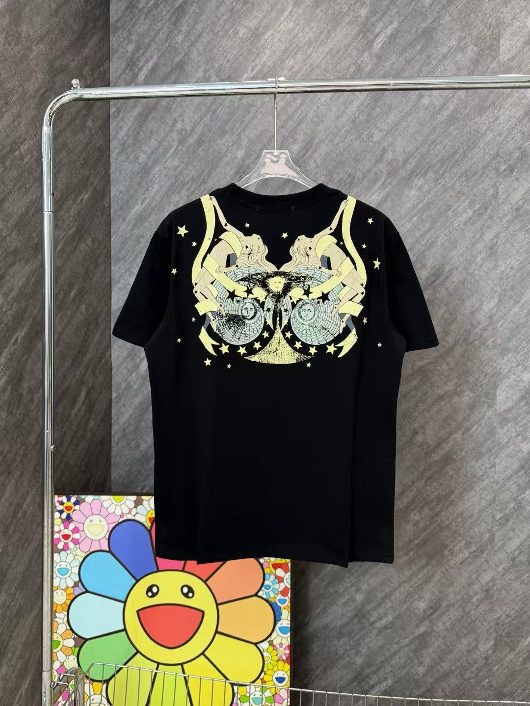 Sun God print round neck short sleeved shirt