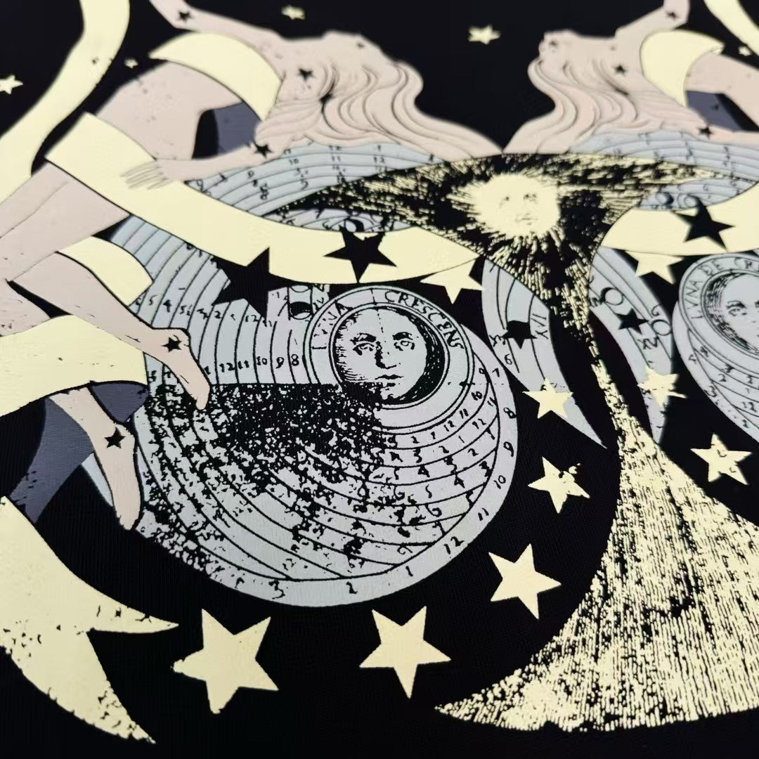 Sun God print round neck short sleeved shirt