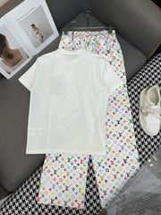 Round neck top printed pants set