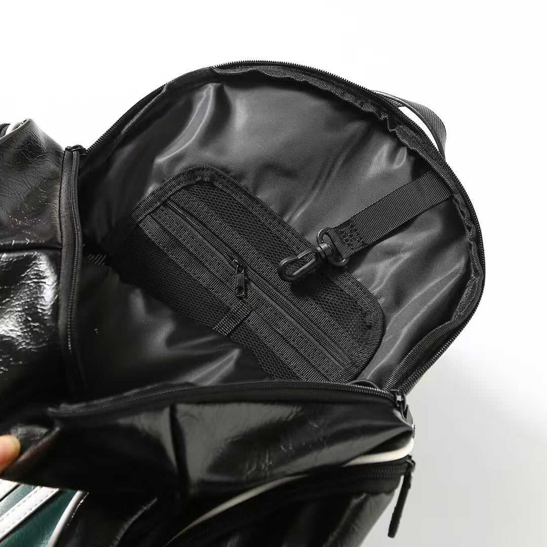 Embossed logo zipper backpack