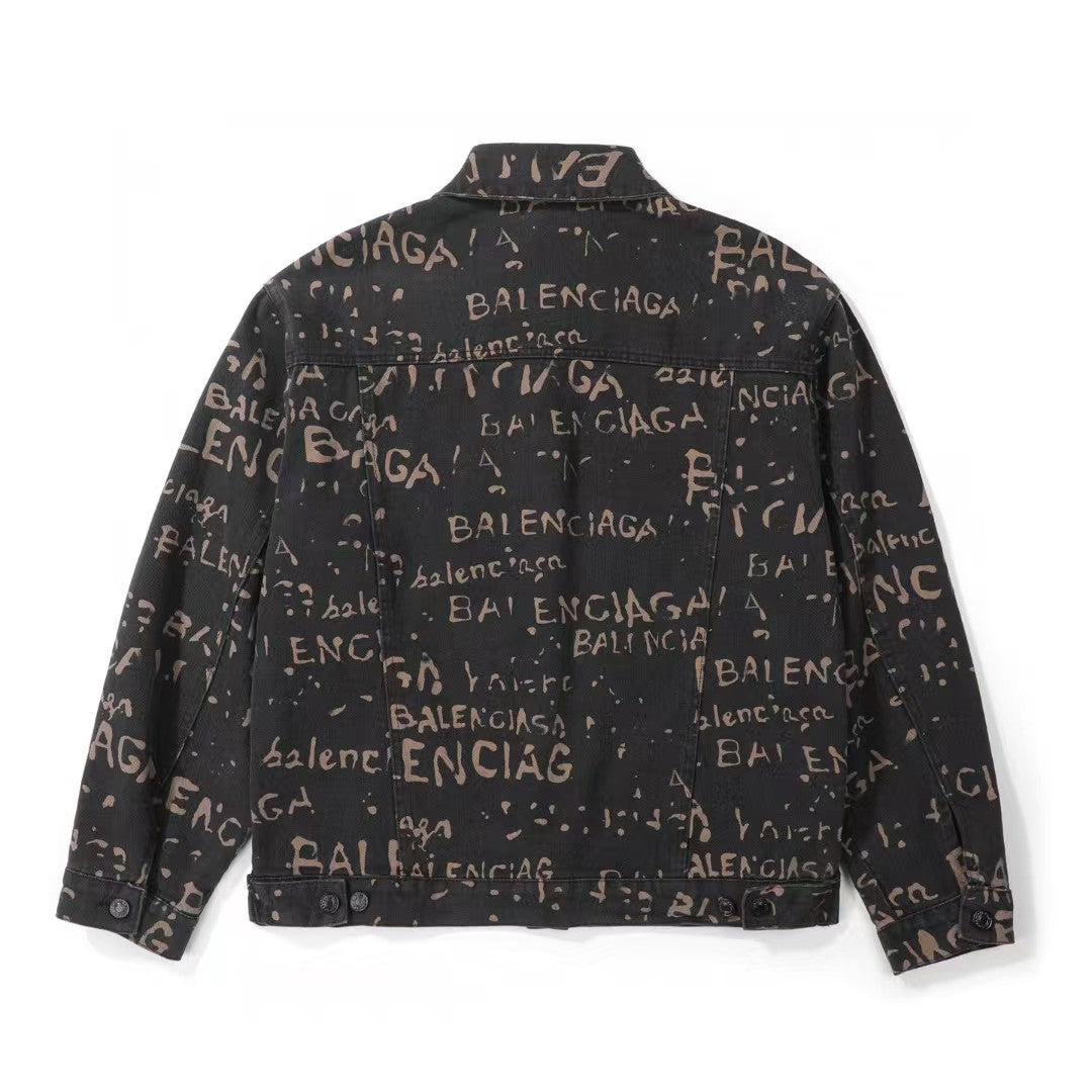 Classic washed letter full printed jacket