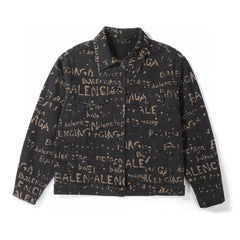 Classic washed letter full printed jacket