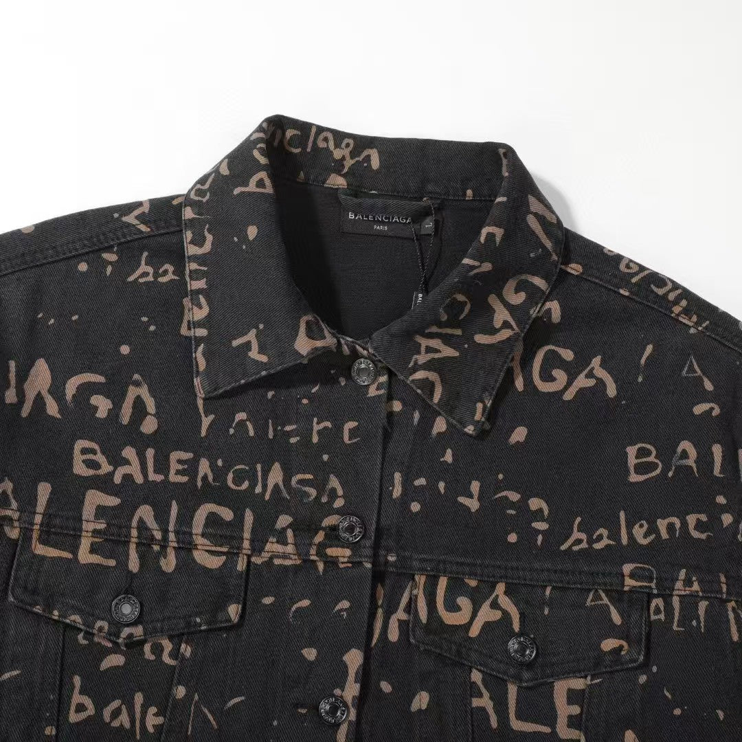 Classic washed letter full printed jacket