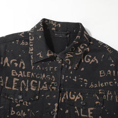 Classic washed letter full printed jacket