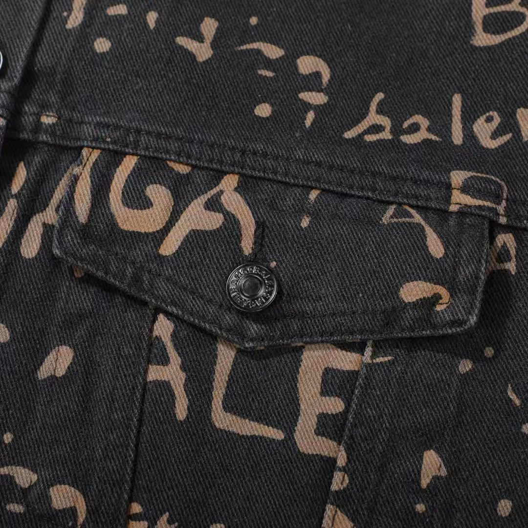 Classic washed letter full printed jacket