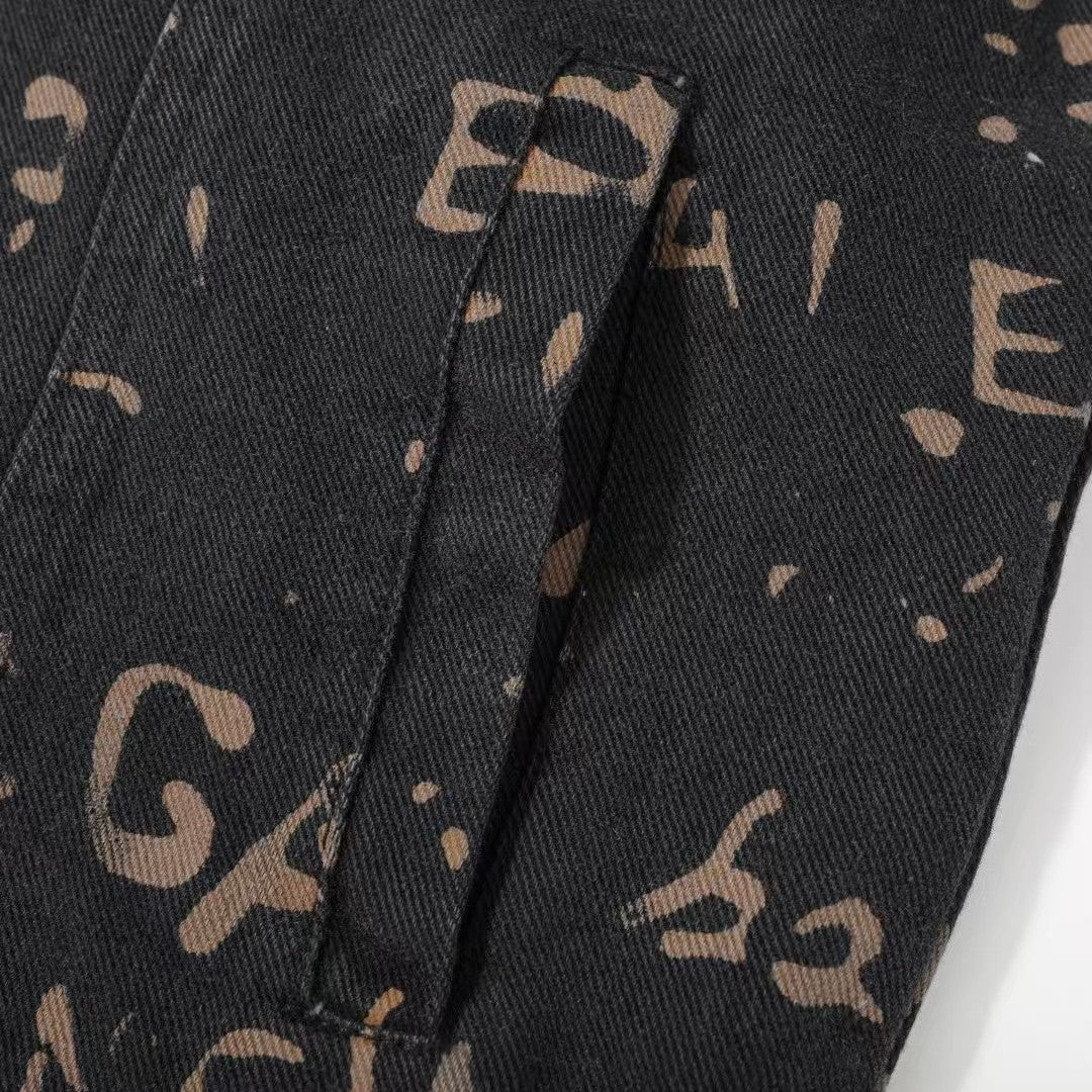 Classic washed letter full printed jacket