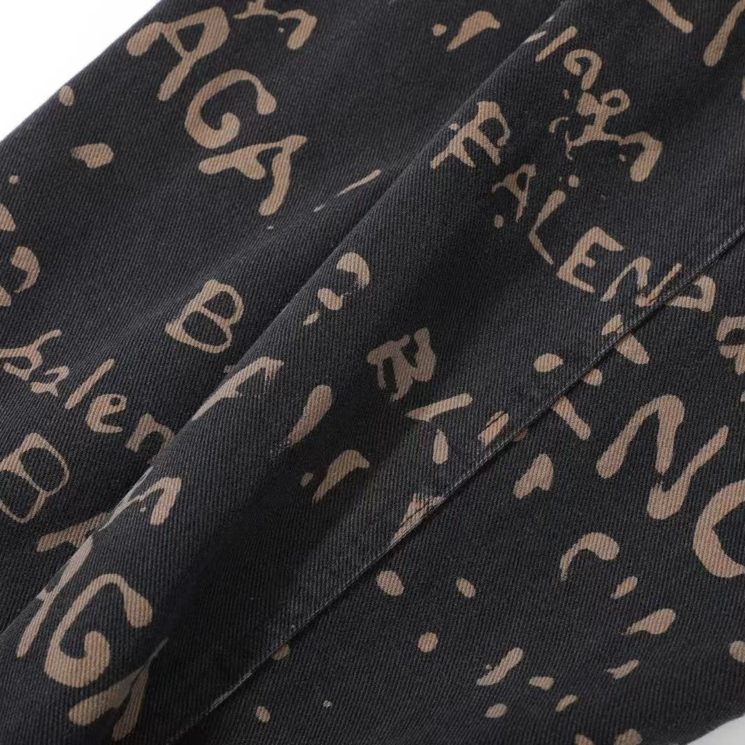 Classic washed letter full printed jacket