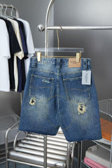 Wear and tear denim shorts with holes