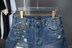 Wear and tear denim shorts with holes
