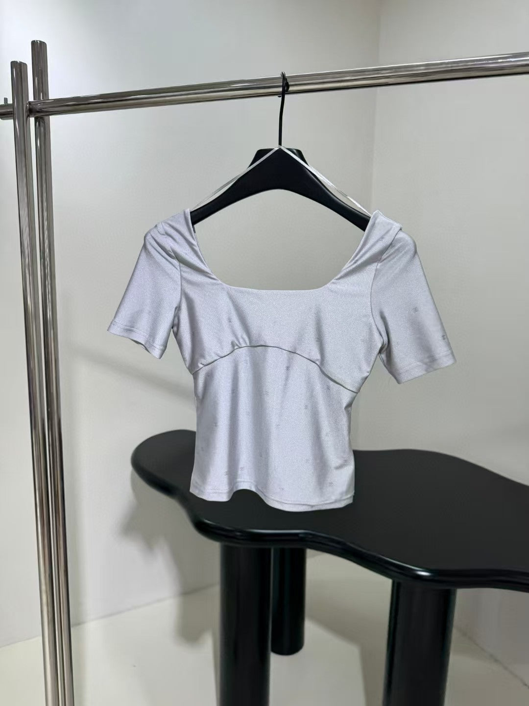 Hot silver short sleeved shirt