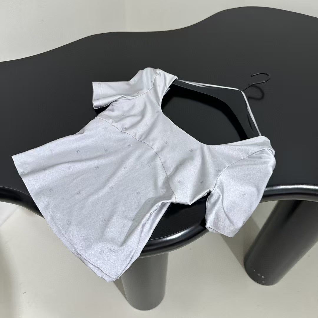 Hot silver short sleeved shirt