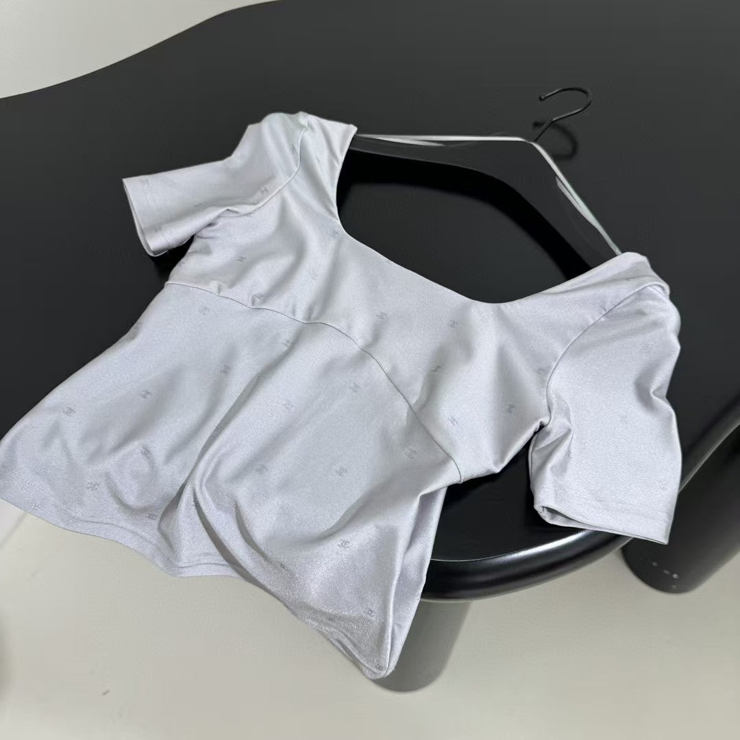 Hot silver short sleeved shirt