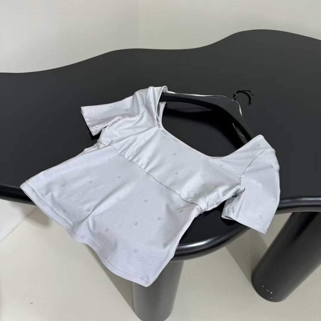 Hot silver short sleeved shirt