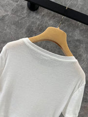 Splicing lace white short T