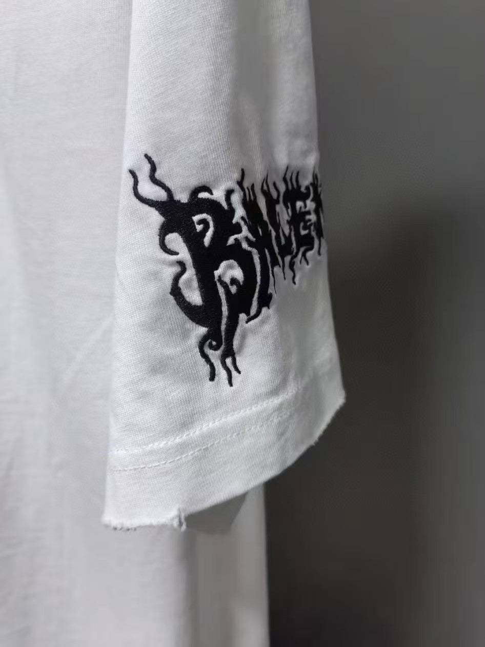 Letter embroidered short sleeved T-shirt
