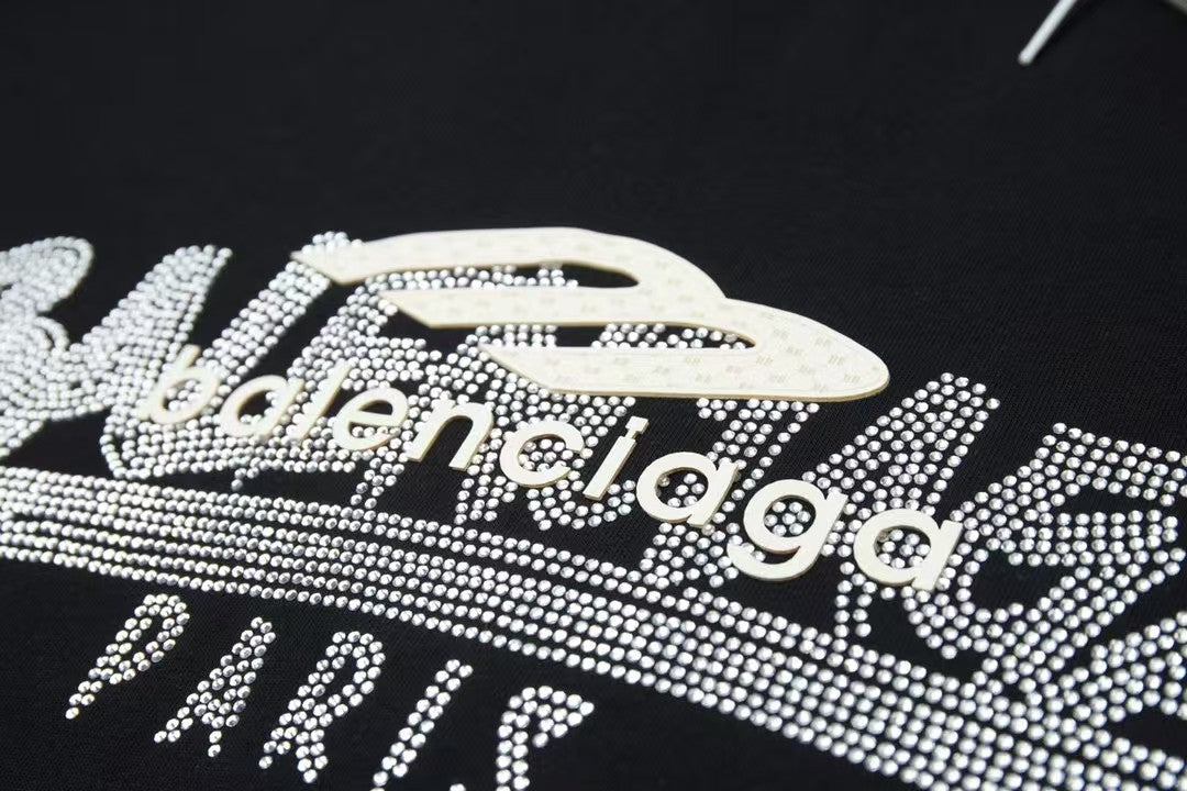 Letter rhinestone short sleeved T-shirt
