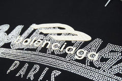 Letter rhinestone short sleeved T-shirt