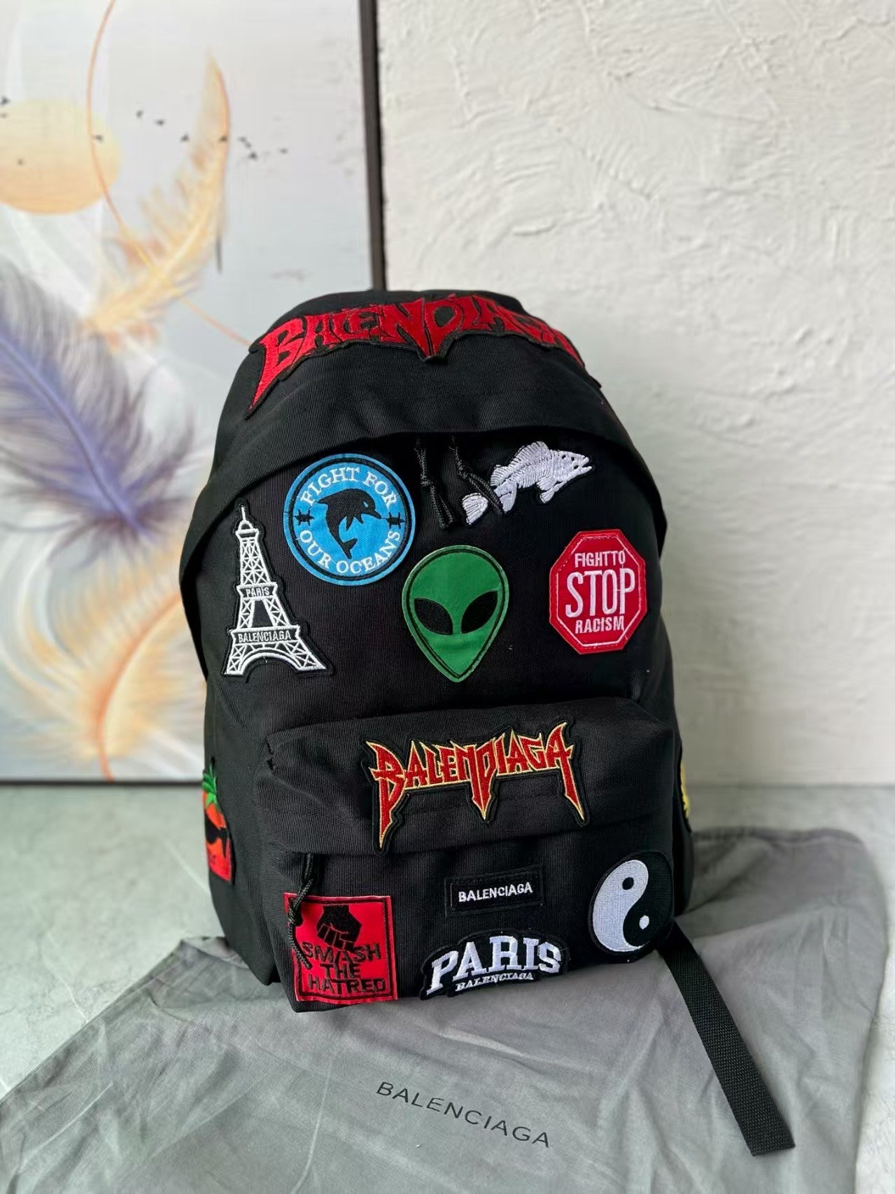 Embroidered cloth label backpack