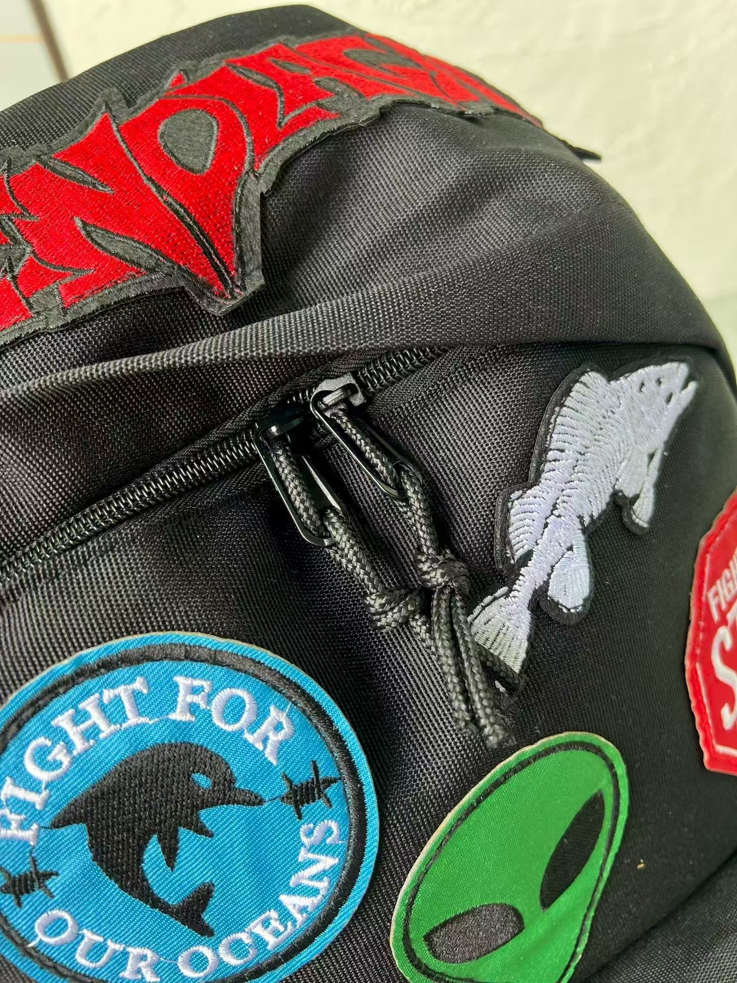 Embroidered cloth label backpack
