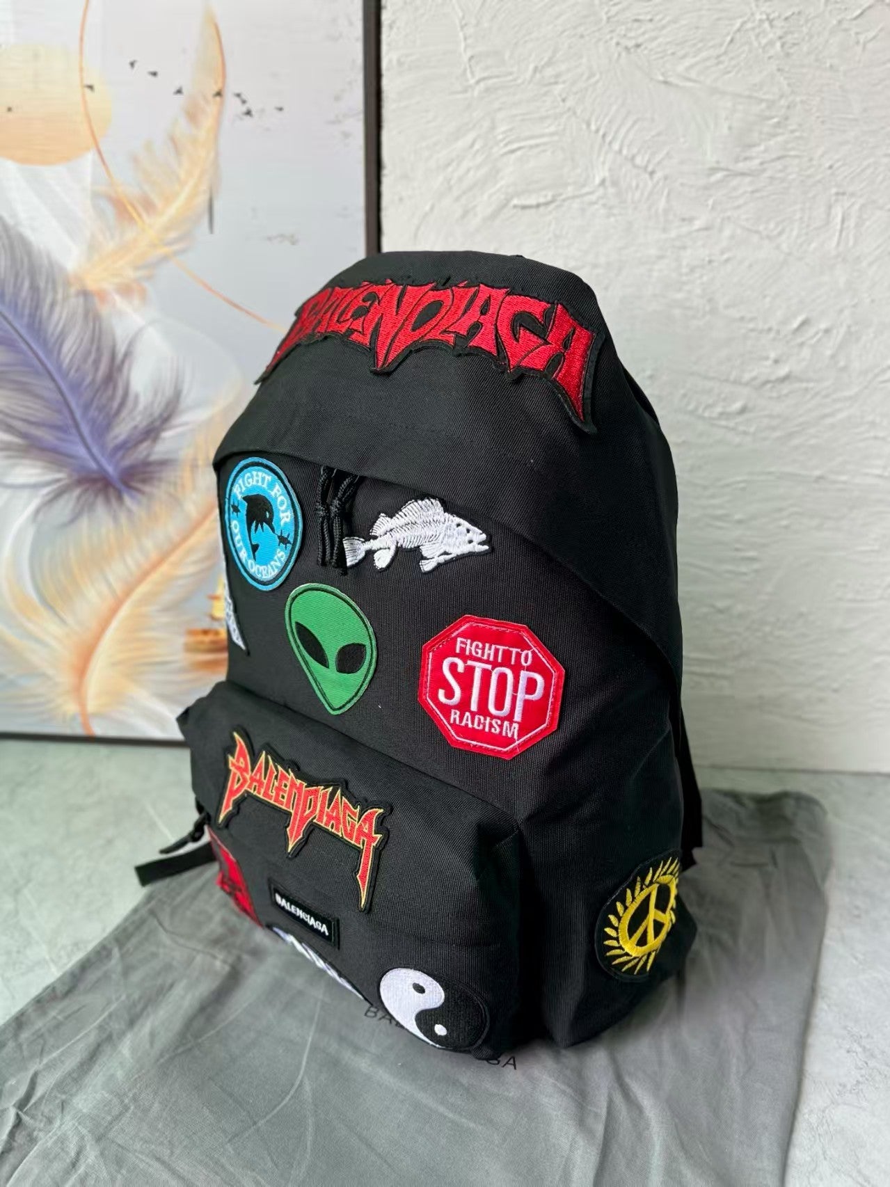 Embroidered cloth label backpack