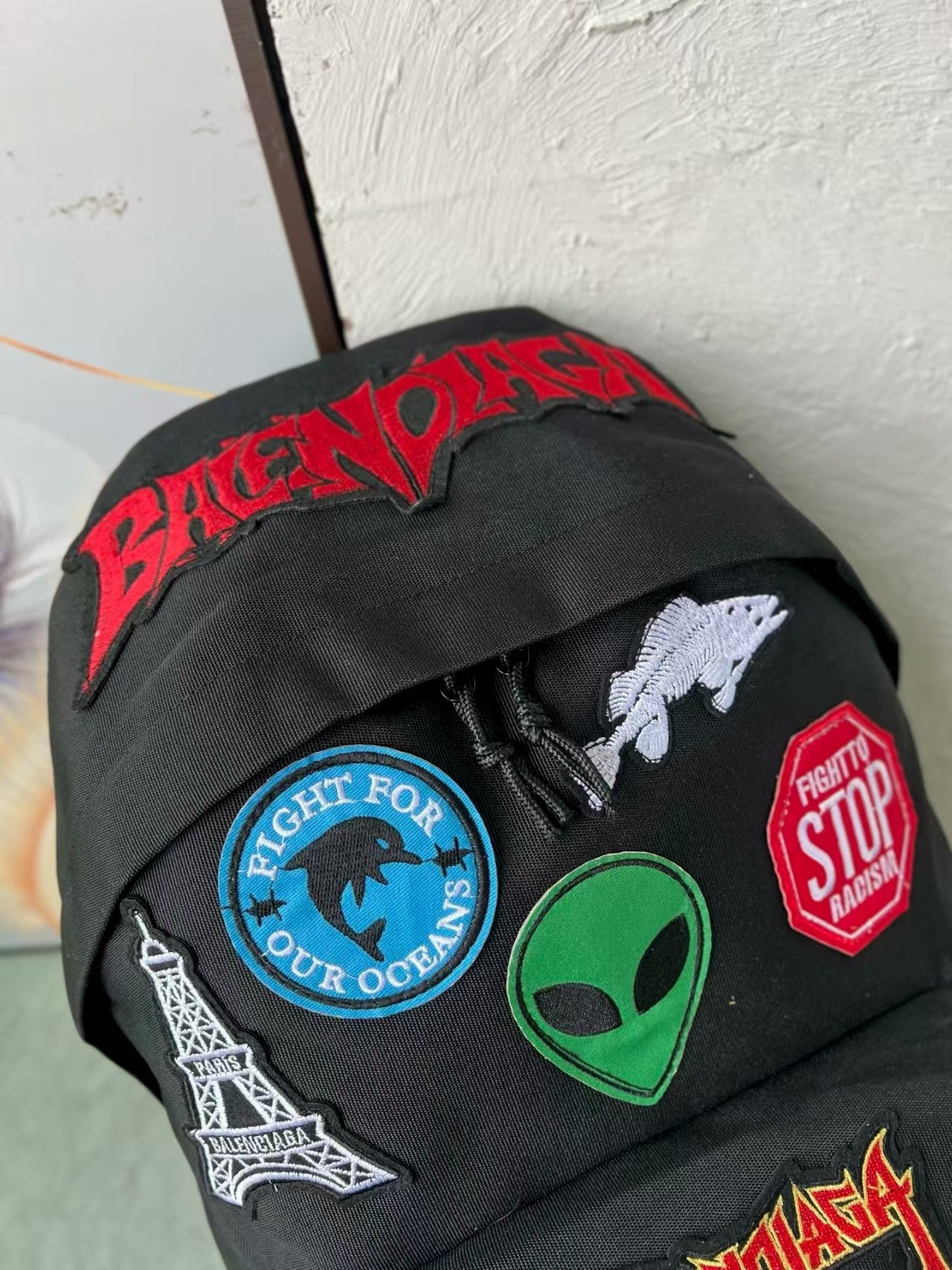 Embroidered cloth label backpack
